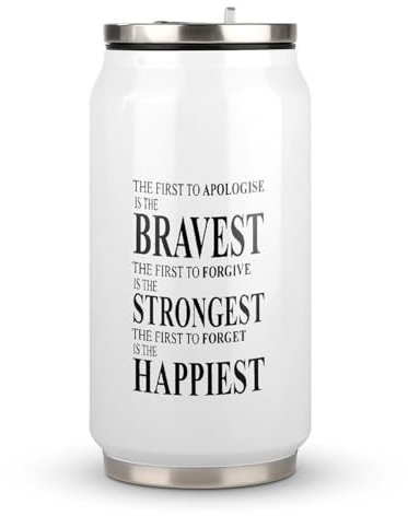 Yelolyio Inspirational Saying Cups,The First to Apologize is Cup Stainless Steel Travel Tumbler with Lid and Straw, Travel Drinking Botter Water Glasses Keeps Drinks Cold & Hot,300ml