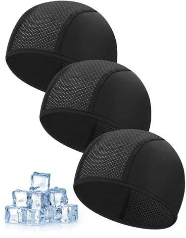Becellen 3 Pezzi Sottocasco Bici Estivo, Cappello Skull cap in Rete Traspirante Leggero Berretto da Ciclismo Moto Sportivo per Uomo Donna