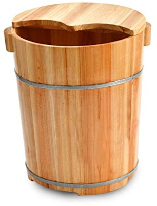 ZHANGXABN Seau de Bain de Pieds en Bois de Sapin Naturel, avec Couvercle, pour Bain de Pieds, Pratique et Confortable