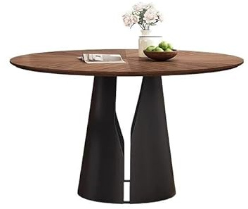 Couchtisch, runder Esstisch aus Massivholz und Stühle für Wohnzimmer, Retro-Stil, für kleine Haushaltsgeräte, Seitentische (110 x 110 x 75 cm)