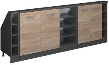 Vicco Dachschrägenschrank-Set Rion, Sonoma/Anthrazit | B210 x T46 cm, 5er Set, platzsparend für Dachschrägen