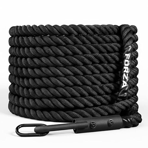 FORZA Gym Sled Pull Rope | 15m Heavy-Duty Polyester Rope with Steel Hook & Carabiner - Strength, Conditioning & Resistance Training for Gyms and Athletes