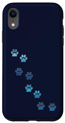 Blau Tierpfoten Muster niedlich Katzen Hunde Haustier Pfoten Hülle für iPhone XR