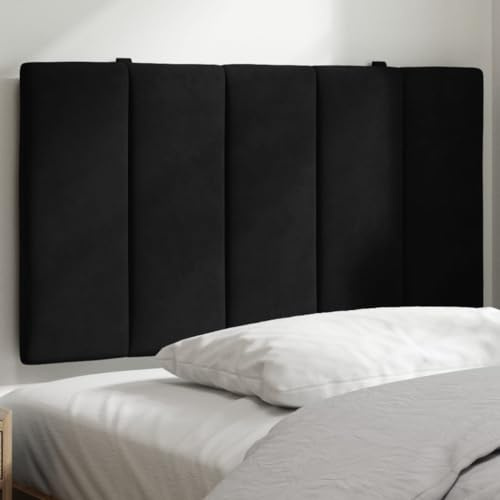 Owoxanthellate Hanko Kopfteil Kissen 90 cm Schwarz Samt gepolstert mit robustem Schaum, wandmontierbar, LED Klett Reissverschluss, for Schlafsofa Jugend und Gästezimmer