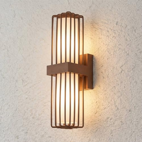 Lucande Wandleuchte außen Chandan (spritzwassergeschützt (Modern) in Braun aus Aluminium (2 flammig, E27) - Außenwandleuchten Wandlampe Led Außenlampe Outdoor für Außenwand/Hauswand