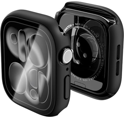 Spigen Thin Fit 360 Funda Resistente al agua con Protector de Pantalla compatible con Apple Watch 11/10 46mm (2025/2024) - Negro