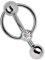 Modern Nature Piercing-Schmuck Intimpiercing Titan Banane in 1,6 x 8 mm + 5 mm Lochkugel und Klemm-Ring mit Stein in klar