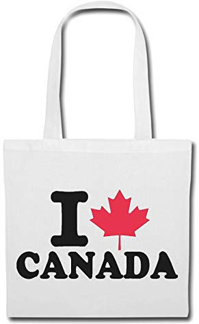 Reifen-Markt Tasche Umhängetasche I LOVE KANADA - AUSTRALIEN - URLAUB - KONTINENT - PLANET Einkaufstasche Schulbeutel Turnbeutel in Weiß