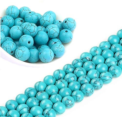 Türkis Edelstein Strang Perlen 4mm Perlenkette 90 Stück Halbedelstein Edelsteine Perle mit Loch zum auffädeln Schmuckperlen Schmuckstein für DIY Kette Basteln G39