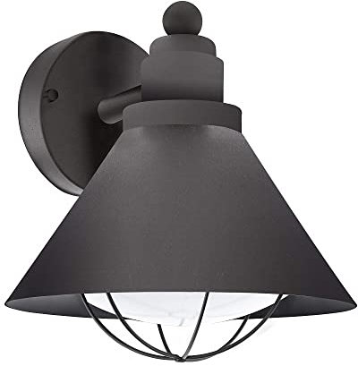 EGLO Außen-Wandlampe Barrosela, 1 flammige Außenleuchte, Wandleuchte aus Stahl verzinkt, Farbe: Schwarz, Fassung: E27, IP44