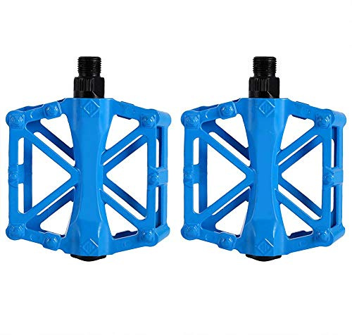 Fahrrad Pedale, 3 helle Farben 1 Paar Durable Aluminium Anti-Rutsch-Flach Plattform für Rennrad BMX(Blau)
