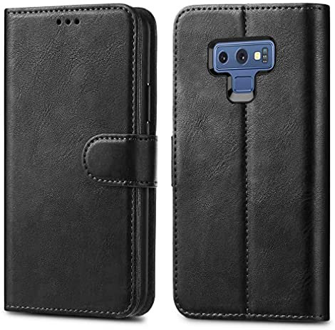 Samsung Galaxy Note 9 Cases - Premium Wallet Leather Flip Case Cover For Samsung Galaxy Note 9 [Card Holder] [Magnetic Closure] (Black)