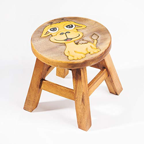 FairEntry Kinderhocker, Schemel, Kinderstuhl massiv aus Holz mit Tiermotiv Dromedar, Kamel, 25 cm Sitzhöhe für unsere Kindersitzgruppe