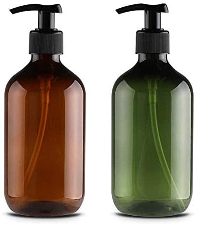 2 Botellas vacías con Bomba de Prensa, 500 ml Recargables para Salsas de Cocina, dispensador de jabón líquido de plástico, Recipiente rellenable para Salsas, aceites Esenciales, lociones