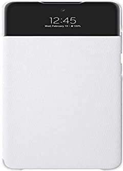 Samsung S View Wallet Smartphone Cover EF-EA725 für Galaxy A72, Handy-Hülle, stoßfest, Schutz Case, integriertes Sichtfenster, Weiß