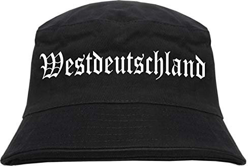 Westdeutschland Fischerhut - Altdeutsch - Bedruckt - Bucket Hat Anglerhut Hut S/M Schwarz