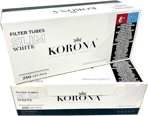 Korona SLIM White Leere Filterröhren, 6,8 mm Durchmesser, 500 Stück