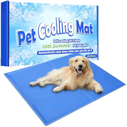 Bamda Kühlmatte Hunde – 65 * 50 cm Kühlmatte für Hund und Katze mit Ungiftiges Gel, Selbstkühlende Kaltgelpad, Kälte Hundematte, Kühl Hundedecke für Kisten, Hundehütten Betten