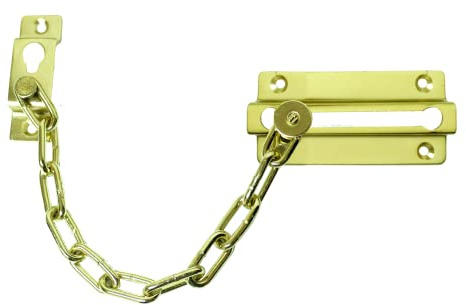 UAP Door Chain - Sliding Door Chain for Front Door, Security Door Lock Safety Chain, Anti Theft Door Latch for UPVC Door, Door Limiter (Polished Brass)