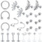 Milacolato 23Pcs Helix Piercings für Damen Edelstahl,Forward Helix Tragus Conch Piercing Ohr,Septum Labret Piercing Ring,Ohrknorpel Ohrpiercing Ohrstecker Piercing Set Silber