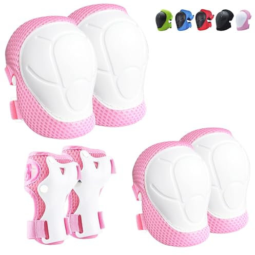 CKE Kinder Knieschützer für Kinder/Jugendliche, Ellbogenschützer Schutzvorrichtungen für Jungen Mädchen 3-8 Jahre alt Kinder Schutzausrüstung Set für Skating Radfahren Fahrrad-Pink