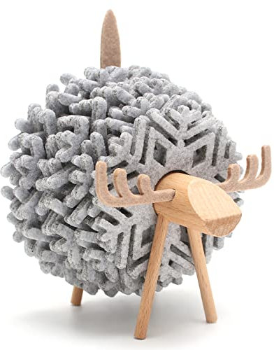 Elch Filz Untersetzer 12 Stück Gläser Schneeflocken Glasuntersetzer Matten mit hirschförmigem Holzhalter, Dekoration für Tisch Deko Weihnachten Winter Küche Getränke Tassen Glas - Tischuntersetzer