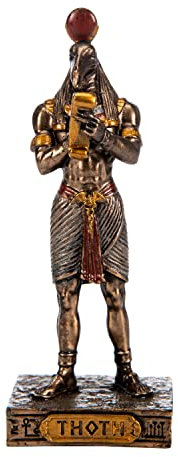BEAUTIFUL GREEK STATUES Thoth Ägyptischer Gott Kunstharz-Figuren, handbemalte Bronze-Miniatur-Statue, 8,3 cm