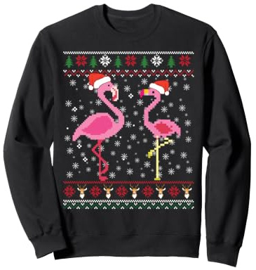 Lustiger Flamingo Tangled Ugly Sweater Weihnachten, niedlicher Flamingo Sweatshirt