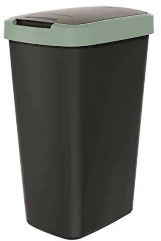 Keden Compacta Q Poubelle avec couvercle basculant et à charnière, 45 l, en plastique, pour trier les déchets, recyclage, noir et vert clair