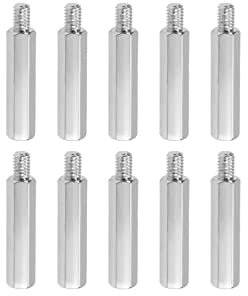 YOKIVE 10 Uds M4 Separadores Tornillos, Níquel Plateado Hexagonal PCB Separadores, Mantener Altura Consistente, Excelente para Placa Base (Tono Plateado, 25mm + 6mm)