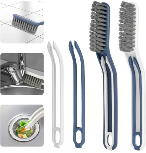 Vicloon Cepillo de Limpieza con Clip,2 PCS Cepillo para Limpieza de Baños,Cepillo para Limpieza de Rieles,Cepillos Multifuncionales para Juntas de Suelo,2 en 1 Cepillos Suelo con Clips y Ganchos