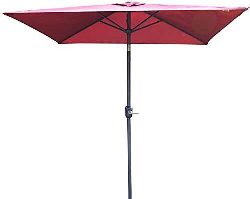 CHEMYO Parasol de terrasse rectangulaire, Parasol de Table de marché extérieur 2m × 2m Sunbrella imperméable, Jardin/Piscine/Plage avec Bouton-Poussoir inclinable et manivelle (Couleur : Rouge)