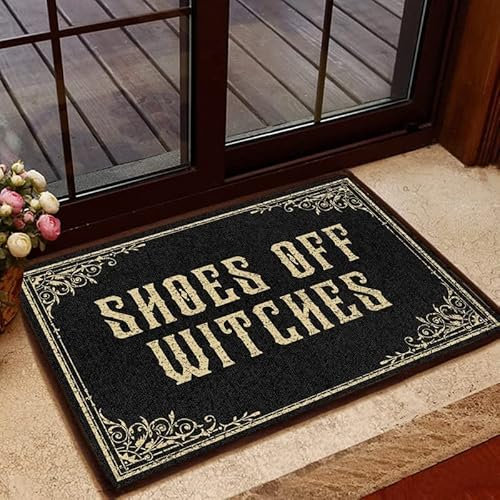 Shoes Off Witches Indoor and Outdoor Doormat, Halloween Decorative Welcome Home Doormat 23.6x15.7 Inch