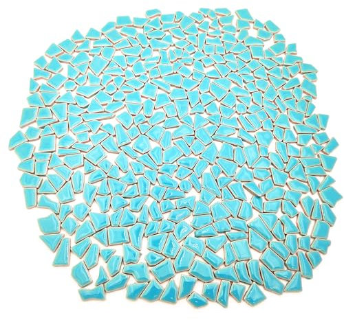 1.1LB Irregular Ceramics Mosaic Tiles, Mosaic Pieces Stones for DIY Mosaic Making Craft Hobby Arts Home Wall Decoration (Sky Blue)
