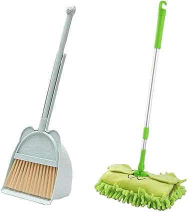 PETSOLA Mop Mini Broom with Dustpan Cleaning Toys Set Children Sweeping House Cleaning Toy Set Girls Birthday Gifts , Blue