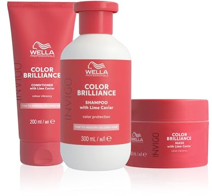 Wella Professionals Invigo Color Brilliance Fine Vorteils-Set – professionelle Haarpflege mit Vitamin E für feines, gefärbtes Haar – 300 ml Shampoo, 200 ml Conditioner und 150 ml Haarmaske