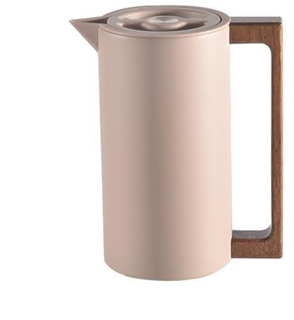 Pichet Isotherme Thermos, Carafe à Café Thermique Acier Inoxydable, Avec Poignée En Bois Et Bouton-poussoir De Sécurité Simple, Pour La Maison, L'hôtel, Le Bureau (Apricot,1L)