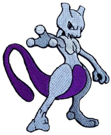Mewtwo Aufnäher (7,6 cm), bestickt, zum Aufbügeln / Aufnähen, Motiv: Taschenmonster, Kostüm, Emblem, Cartoon-Videospiel, DIY-Geschenk