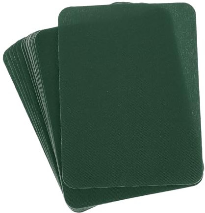 sourcing map Iron on Patches for Clothing Fabric Repair Patches Iron-On Mending Fabric 4.9x3.7 for Clothes, Pants, Bags Hole Repairing and Decoration Pack of 18 (Dark Green)