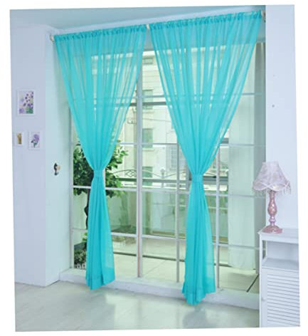 MAGICLULU Transparente Vorhänge Blau Tüllvorhang Fenstervorhänge Polyestervorhänge Gardinenschals Volantvorhänge Vorhänge Für Wohnzimmer Schlafzimmer Küche Türrahmen