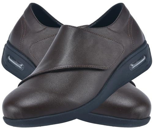 AEHO Sandali Larghi Comodi Donna Impermeabili in Pelle Scarpe Comode per Camminare Pantofole per Anziani Scarpe Sportive Ortopediche Scarpe Ortopediche da Donna,Marrone,39 EU