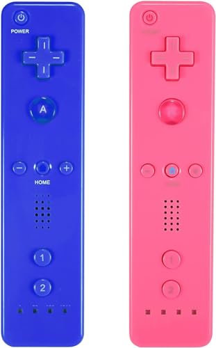 AUFGLO Retro Wii Controller 2 Pack Wii u Remote mit Silikongehäuse und Handgelenksgurt (Rot + Hellblau)