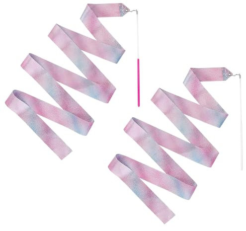 Original Cup Lot de 2 Rubans de Gymnastique Roses pour Enfant & Adulte | Ruban 2 Mètres pour Danse, Gym, GRS, Cirque, Entraînements au Sol, Compétition | Accessoires de Ballerine | Aerobik®