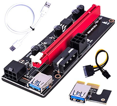 CLSSLVVBN Placa adaptadora PCI-E 1X a 16X GPU Extensor de condensadores Tarjeta de Cable Mini Home Video Computer Part Supplies Miner, Cable USB Blanco