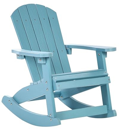 Beliani Muskoka Kinder Garten-Schaukelstuhl Blau mit Breiten Armlehnen modern Adirondack