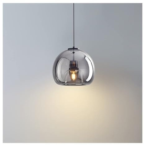 MQDLJSE Lámpara Colgante Moderna con Forma de Bola de Cristal, Pantalla Minimalista, lámpara Colgante de Techo, Ideal para Sala de Estar, Dormitorio, mesita de Noche, Bar (A, Base Redonda