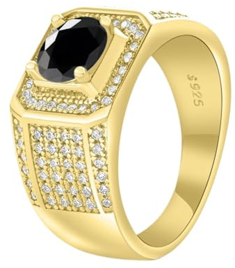 LOEXZAH 1 Karat Moissanit-Ringe für Herren, Diamant-Eheringe, 18 Karat 925er Sterlingsilber, Moissanit-Ring, Moissanit-Verlobungsringe, Herren-Diamantringe, Goldringe, Diamantring, Verlobungsring für
