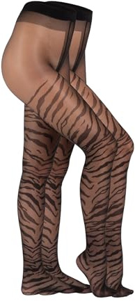Camano Damen Strumpfhose 20 Den Leo oder Tiger Muster Bequemer Baumwollzwickel Matter Effekt Elegant Weiche Zehennaht leo 2er Pack