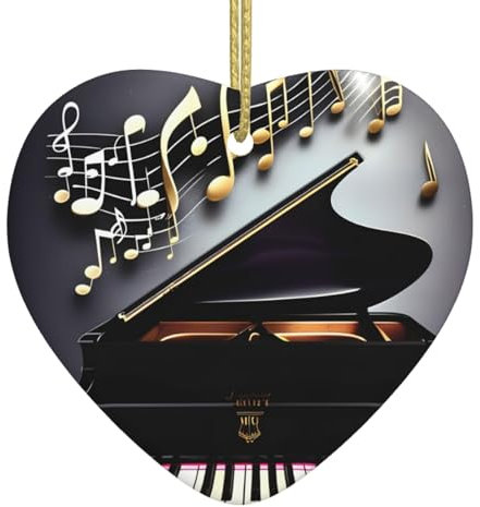 Music Note Pianos Christmas Ornaments For Xmas Tree Decorations With Gold Rope For Party Decoration Hanging