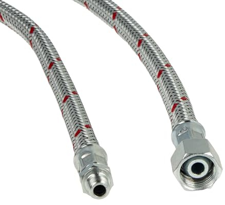 tecuro Universal - Ölschlauch 1/8 Zoll Einschraubnippel, zyl. (flachdichtend) x 3/8 Zoll ÜWM (konisch dichtend) x 1000 mm